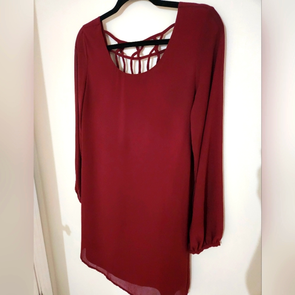 Burgundy Dress with Back Detail